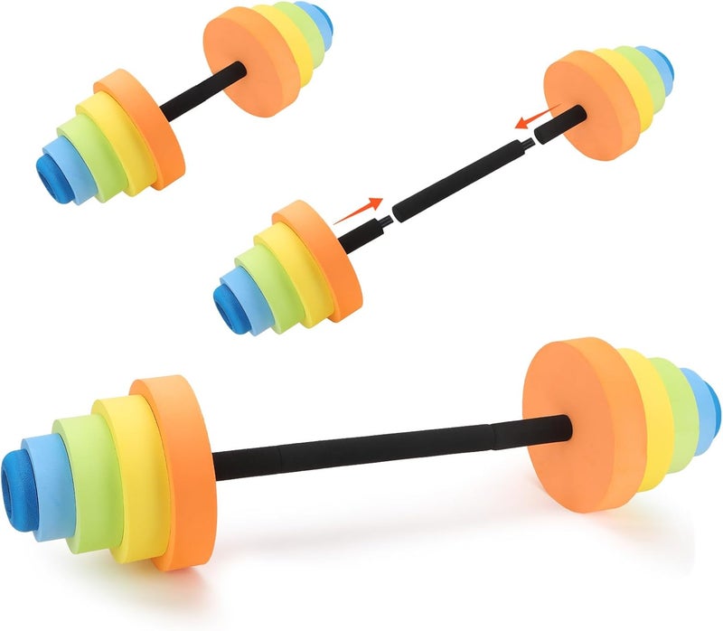 RoundFunny Adjustable 30.7" Aquatic Exercise Dumbbells Water Dumbbell Pool Resistance Aquatic Fitness Swim Barbell with 4 High-density EVA Foam for Water Aerobics Weight Loss - Image 1